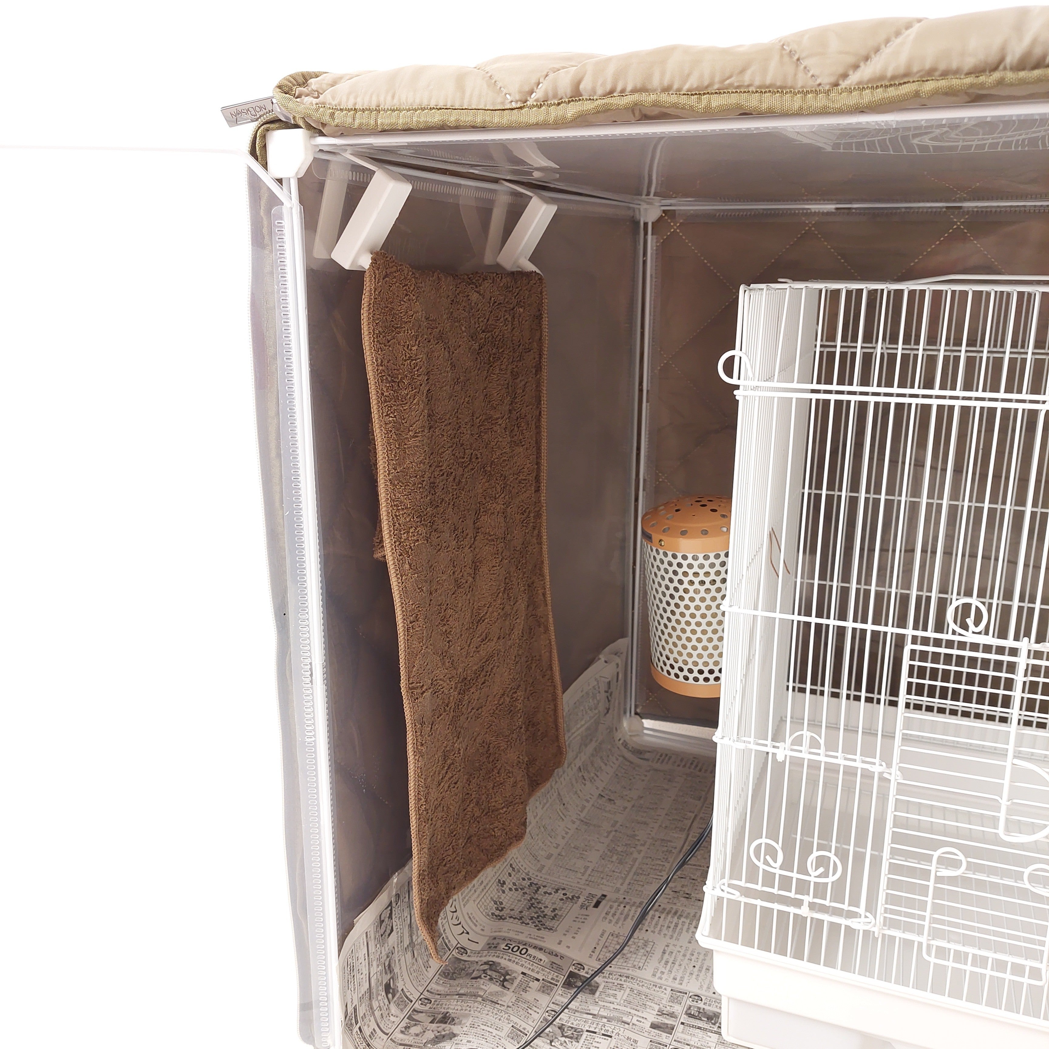 【1,300円のやけど防止用品付き】最先端素材の断熱インコケージカバー,電気代を超節約「NOBISONテックダウン」(鳥ケージカバー、鳥ケージケース) 小サイズ