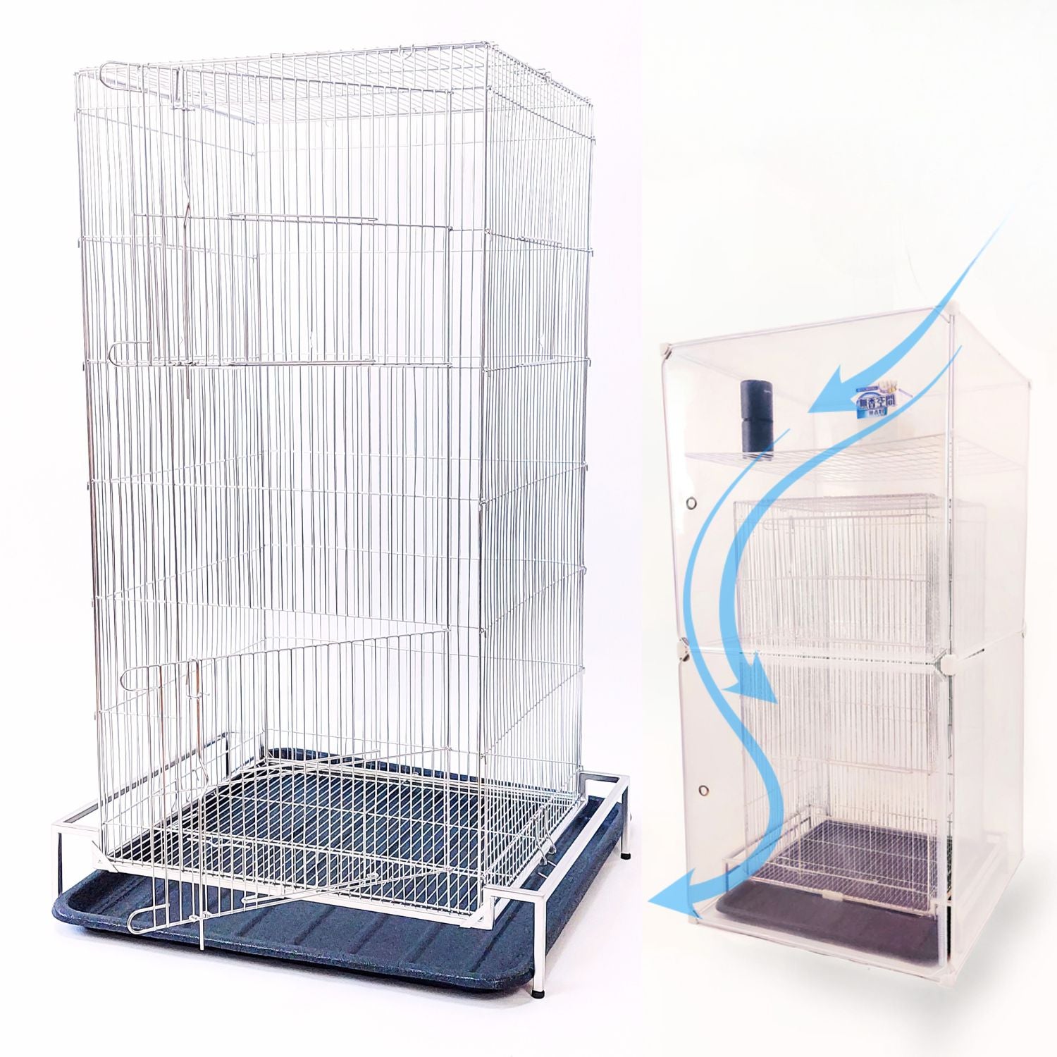 58X91cm,日本初,新聞紙1枚抜けば掃除完了「ステンレス10秒ケージ 」特許拾得の大きい鳥ケージ, おしゃれな大型ケージ,掃除しやすい,オカメインコ,ウロコインコ,コザクラインコ