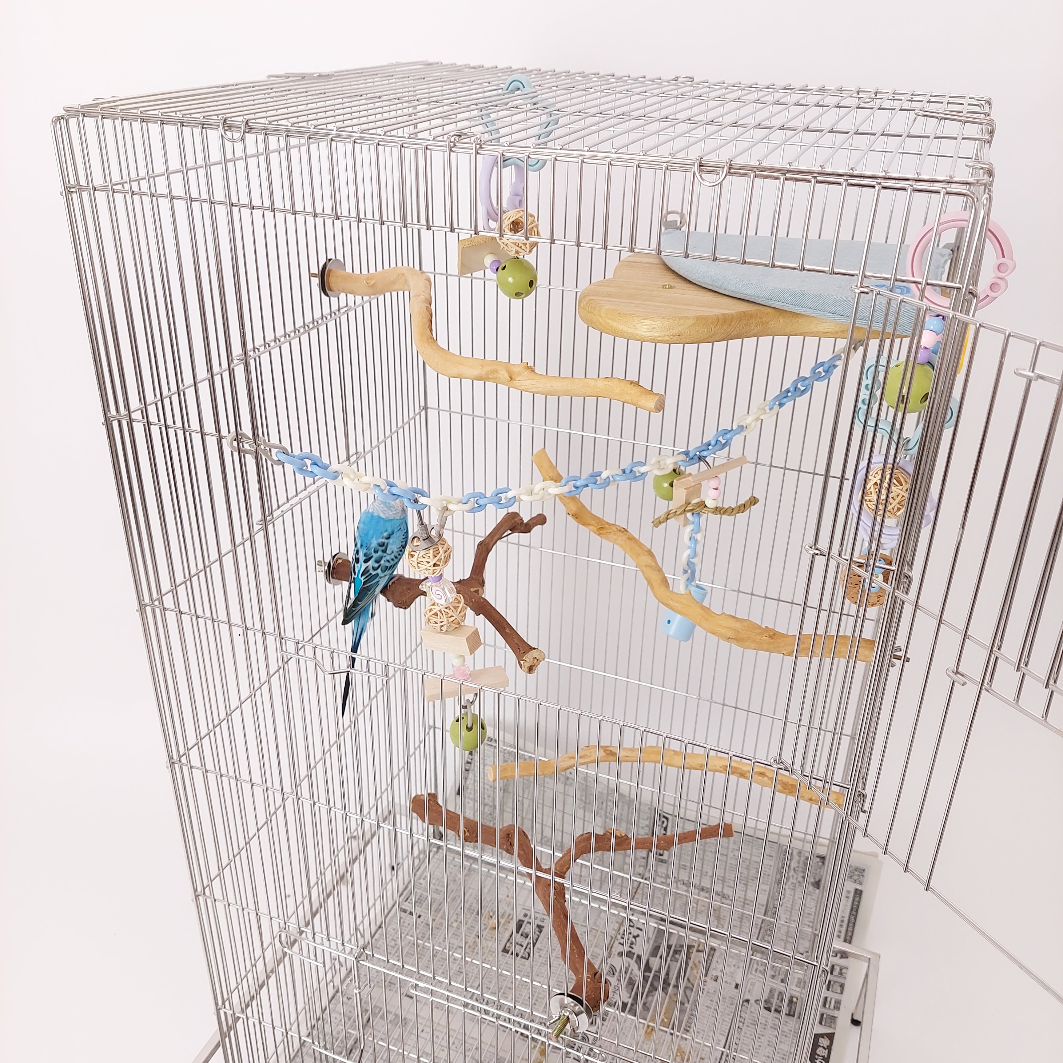 58X91cm,日本初,新聞紙1枚抜けば掃除完了「ステンレス10秒ケージ 」特許拾得の大きい鳥ケージ, おしゃれな大型ケージ,掃除しやすい,オカメインコ,ウロコインコ,コザクラインコ