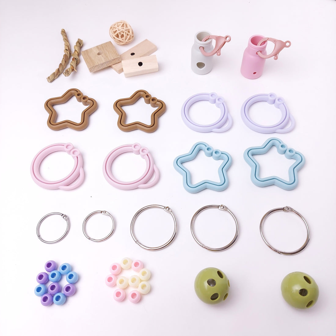 【再使用OK・コスパ最強】ステンレス&無毒性素材・100均価格で何度も手作りOK・人気鳥おもちゃ「瞬間差し込みリングSET」(セキセイインコおもちゃ)