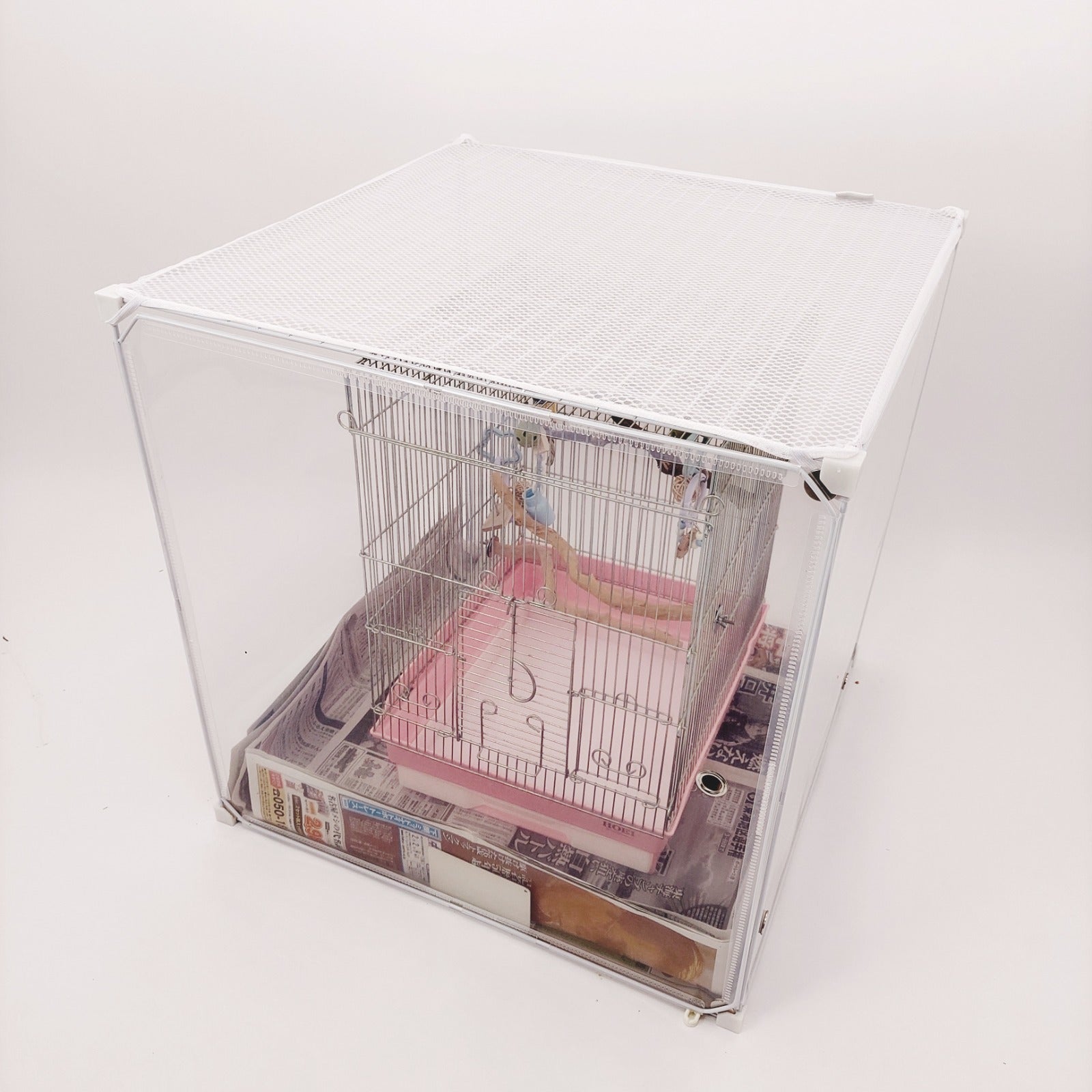 オールシーズン使用OK, 抜け毛・汚れ防止【ハニカムネットカバー】(鳥かごカバー,鳥ケージカバー)
