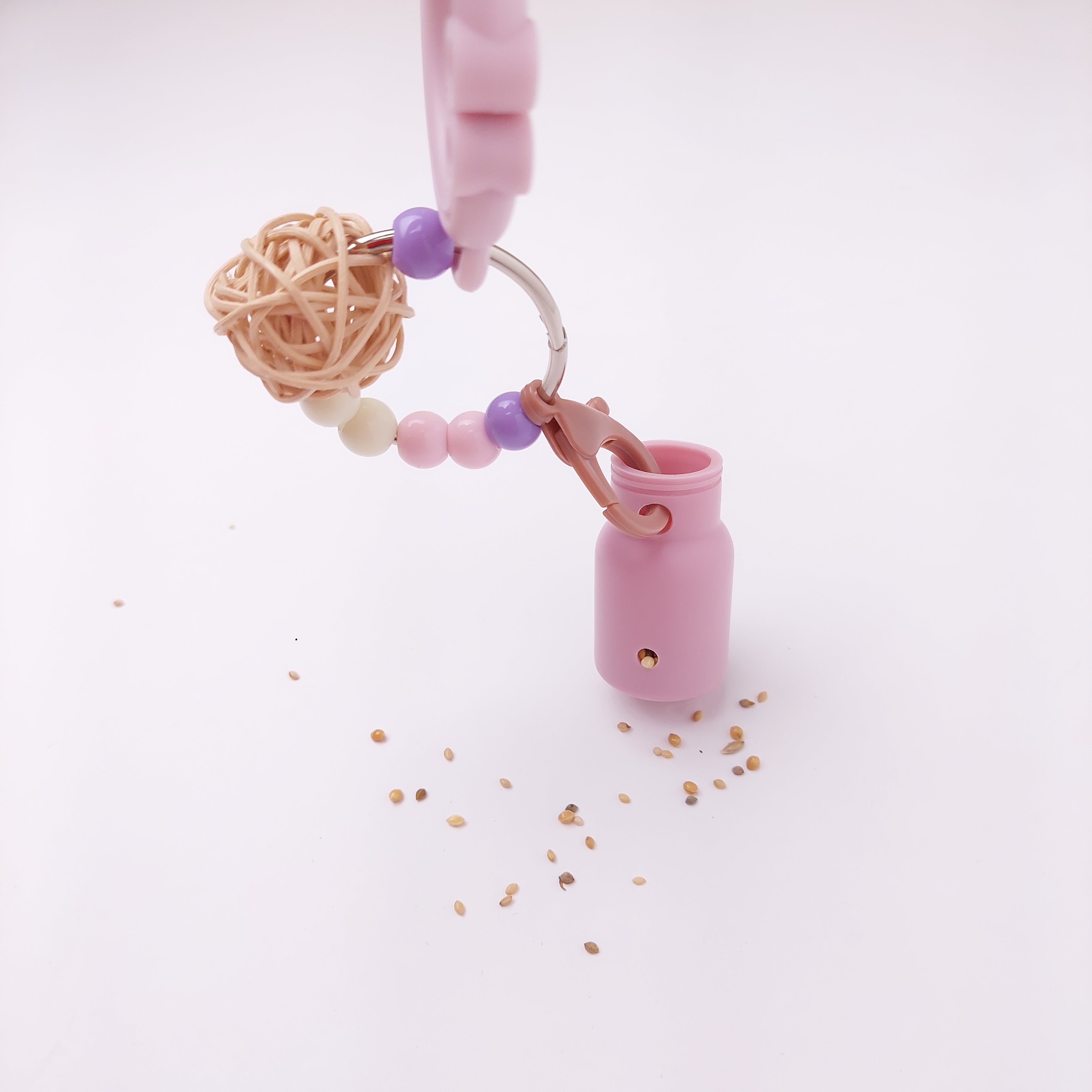 【再使用OK・コスパ最強】ステンレス&無毒性素材・100均価格で何度も手作りOK・人気鳥おもちゃ「瞬間差し込みリングSET」(セキセイインコおもちゃ)