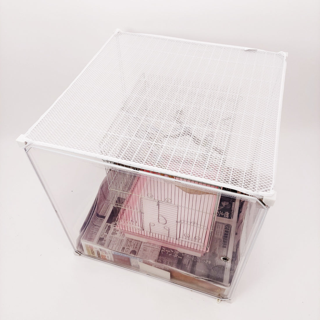 オールシーズン使用OK, 抜け毛・汚れ防止【ハニカムネットカバー】(インコケージカバー,かごカバー,鳥ケージカバー)