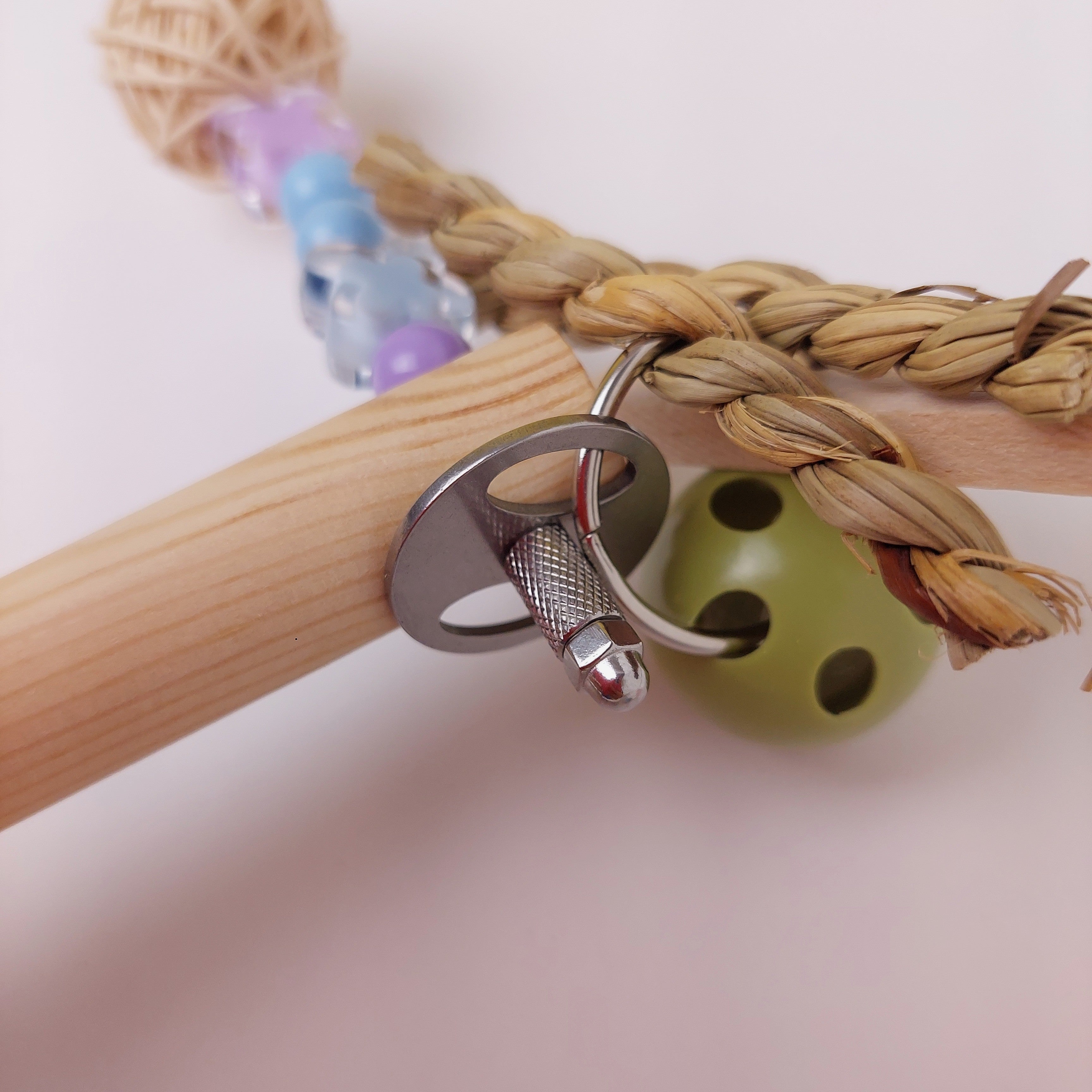 【再使用OK・コスパ最強】ステンレス&無毒性素材・100均価格で何度も手作りOK・人気鳥おもちゃ「瞬間差し込みブランコSET」(セキセイインコおもちゃ)