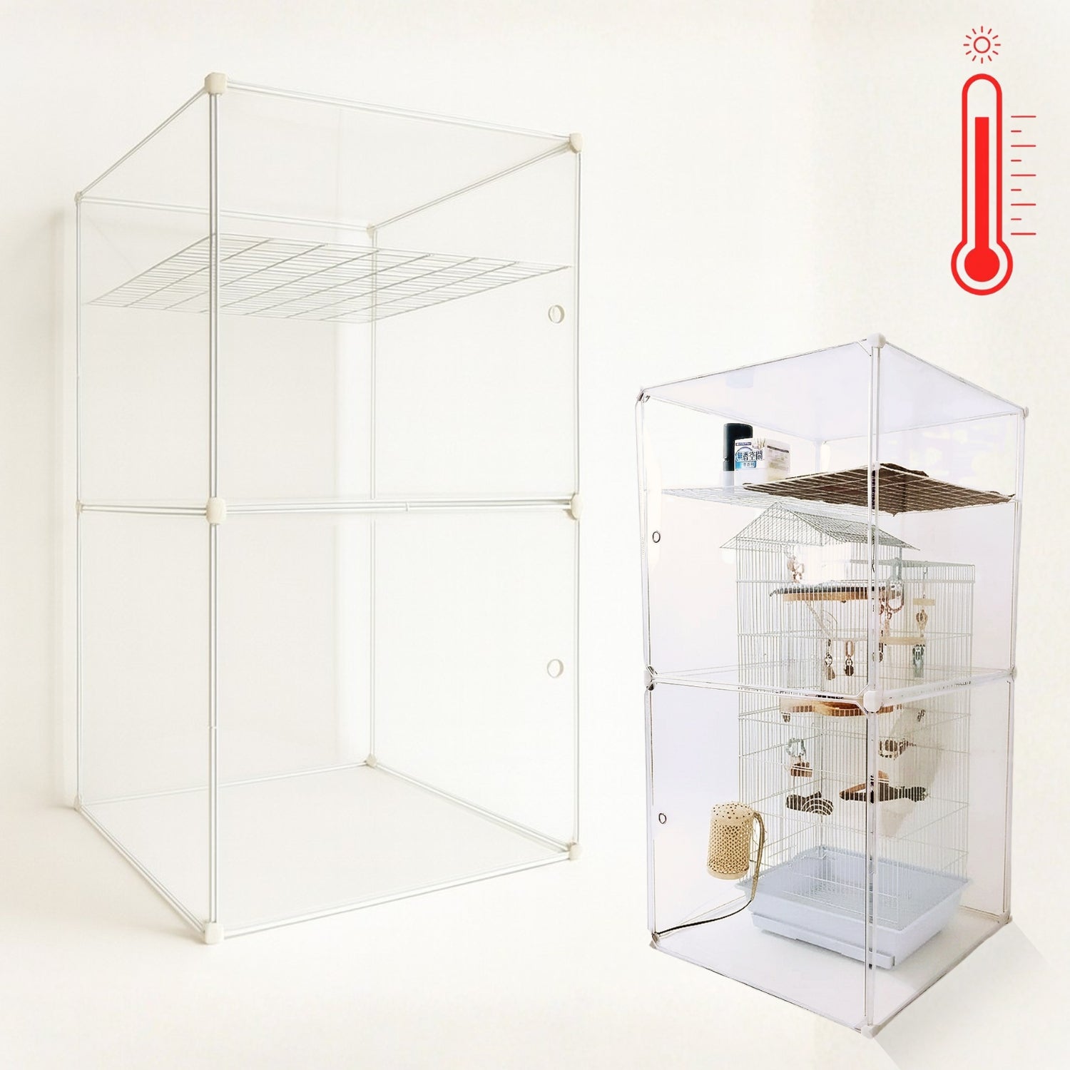 オールシーズン使用OK! インコケージの温湿度管理ケース「10得快適保くん」121X62X62cm(アクリルケージの代用)インコカバー、鳥カバー、インコヒーター用