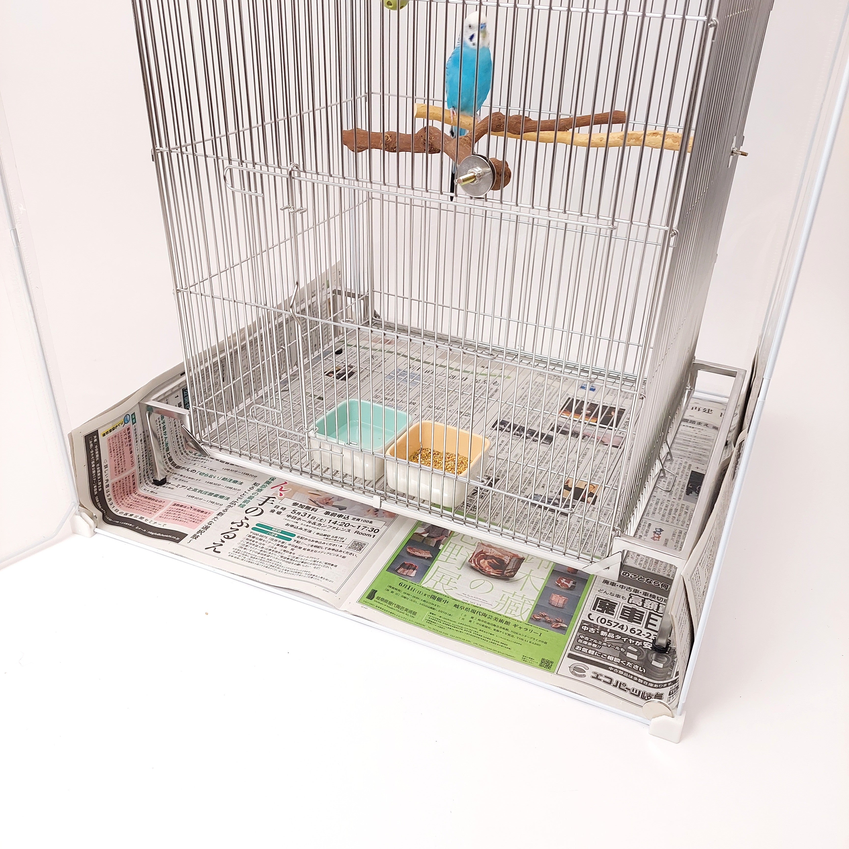58X91cm,日本初,新聞紙1枚抜けば掃除完了「ステンレス10秒ケージ 」特許拾得の大きい鳥ケージ, おしゃれな大型ケージ,掃除しやすい,オカメインコ,ウロコインコ,コザクラインコ