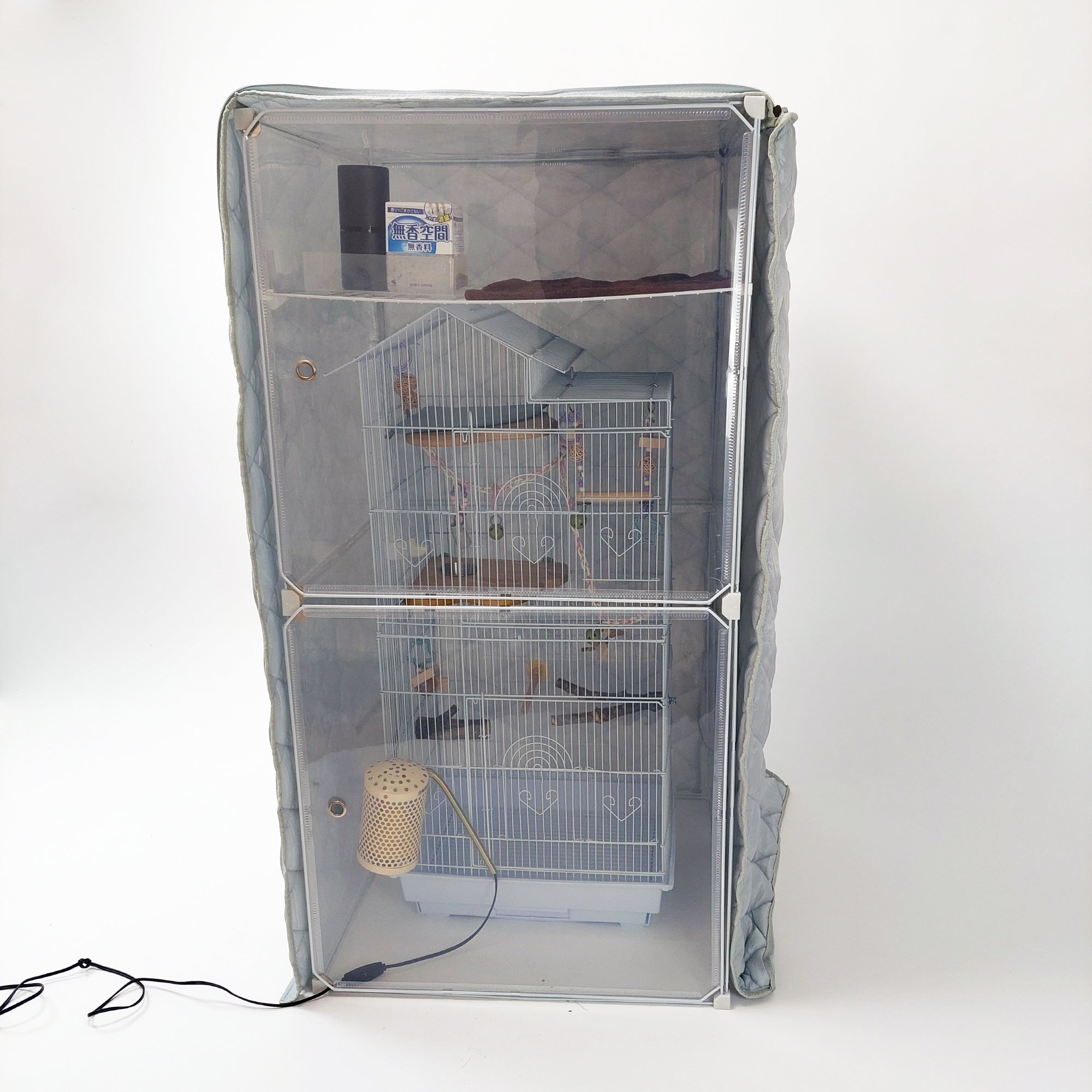 【鳥の羽が飛ばない+夜は保温】夏も使える大型インコケージカバー「10得快適保くん」,冬は保温ケース,オールシーズン対応, 121x62x62cm