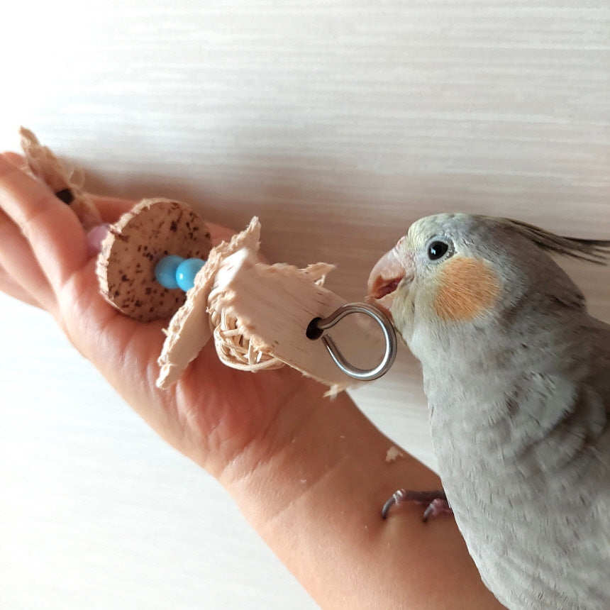【4個】文鳥・セキセイインコが大好き、無毒性ソフトインコおもちゃ、かじり木パーツ「カジカジバルサチップ」,鳥おもちゃ