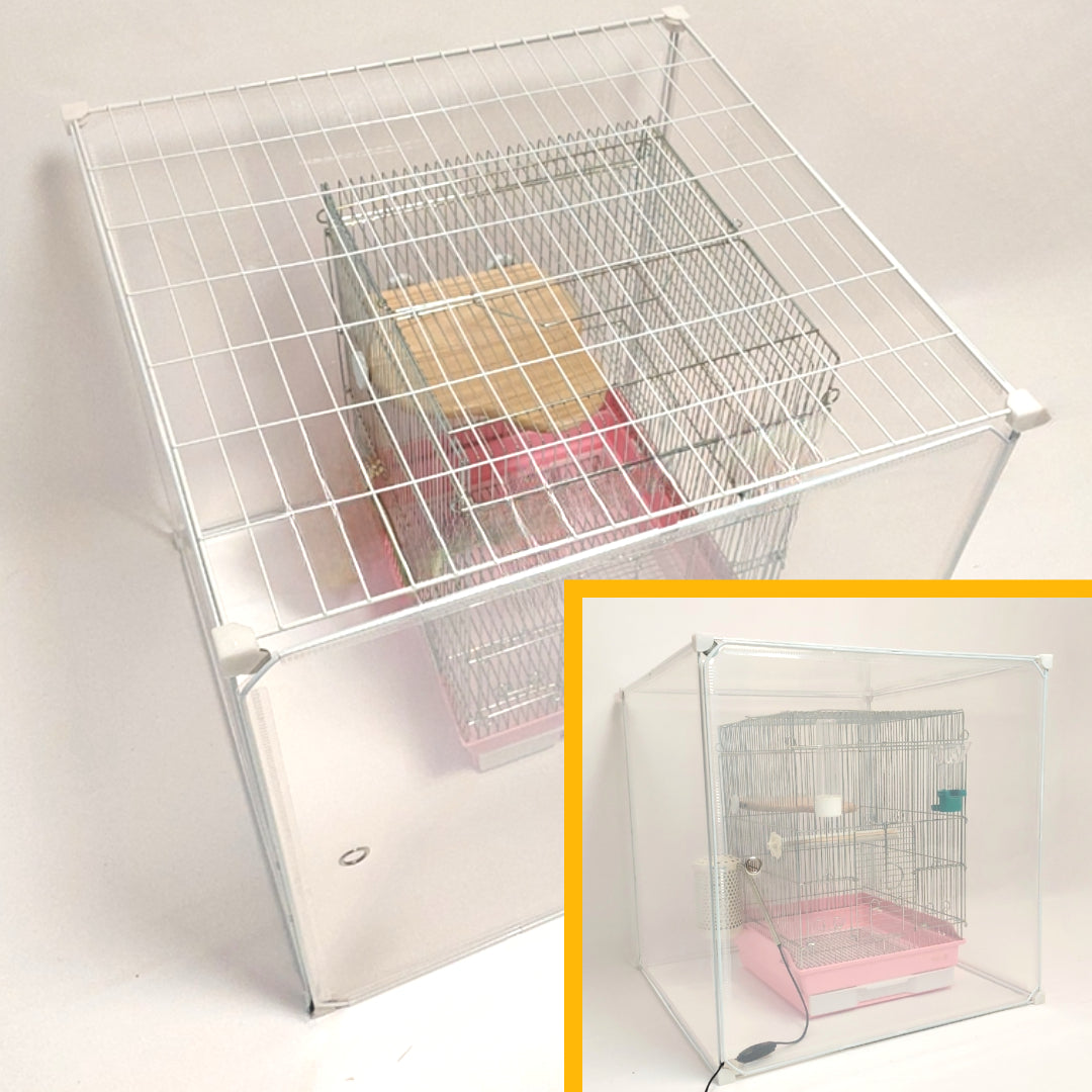 冬もポカポカに!インコケージの温湿度管理ケース,インコケージカバー、「快適保くん」62X62X62cm(アクリルケージの代用)インコケース, 鳥ケージケース,インコヒーター用)