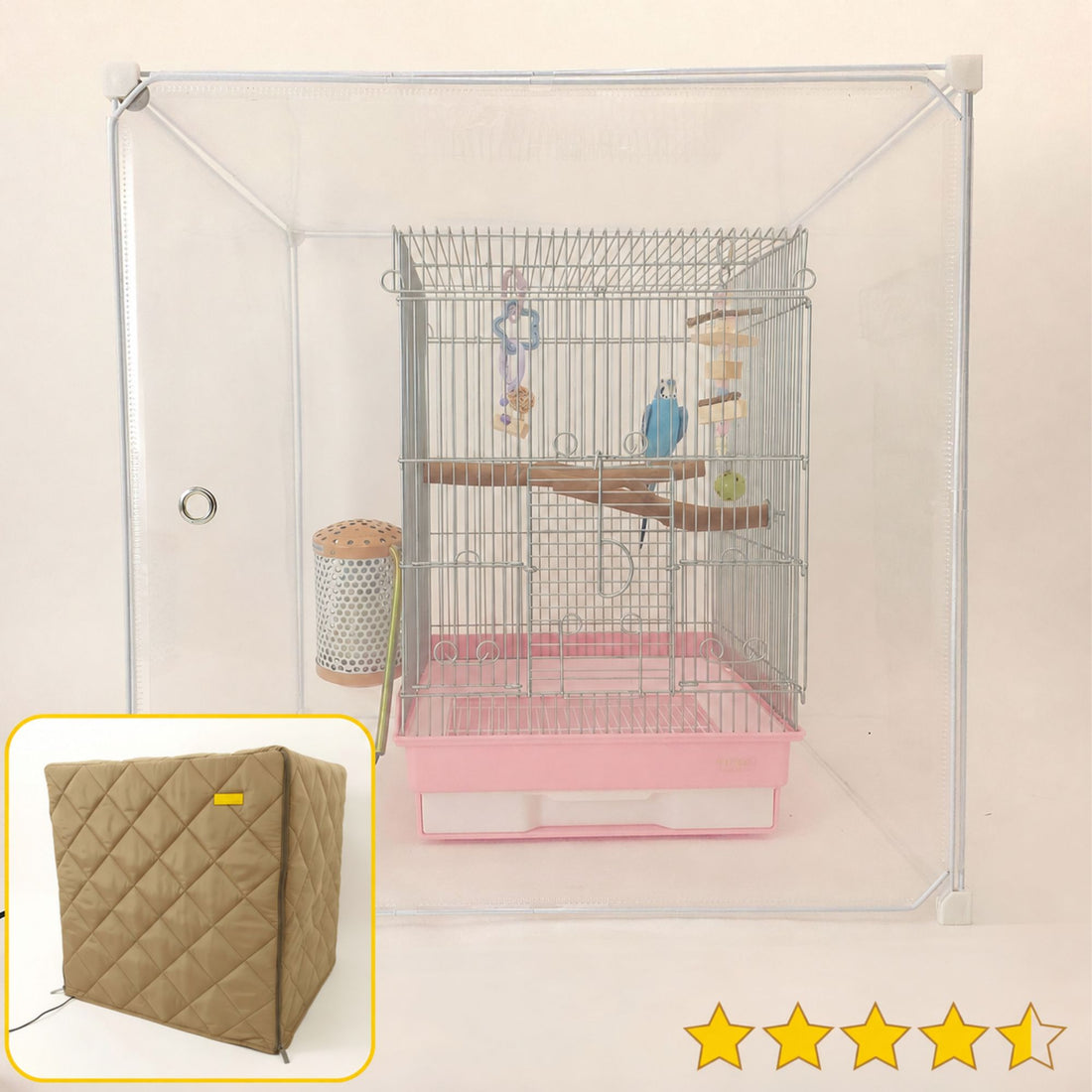 【換羽期用ネットカバー2枚が無料】鳥保温カバー、インコケージカバー「快適保くん」,保温ケース,オールシーズン対応 62x62x62cm