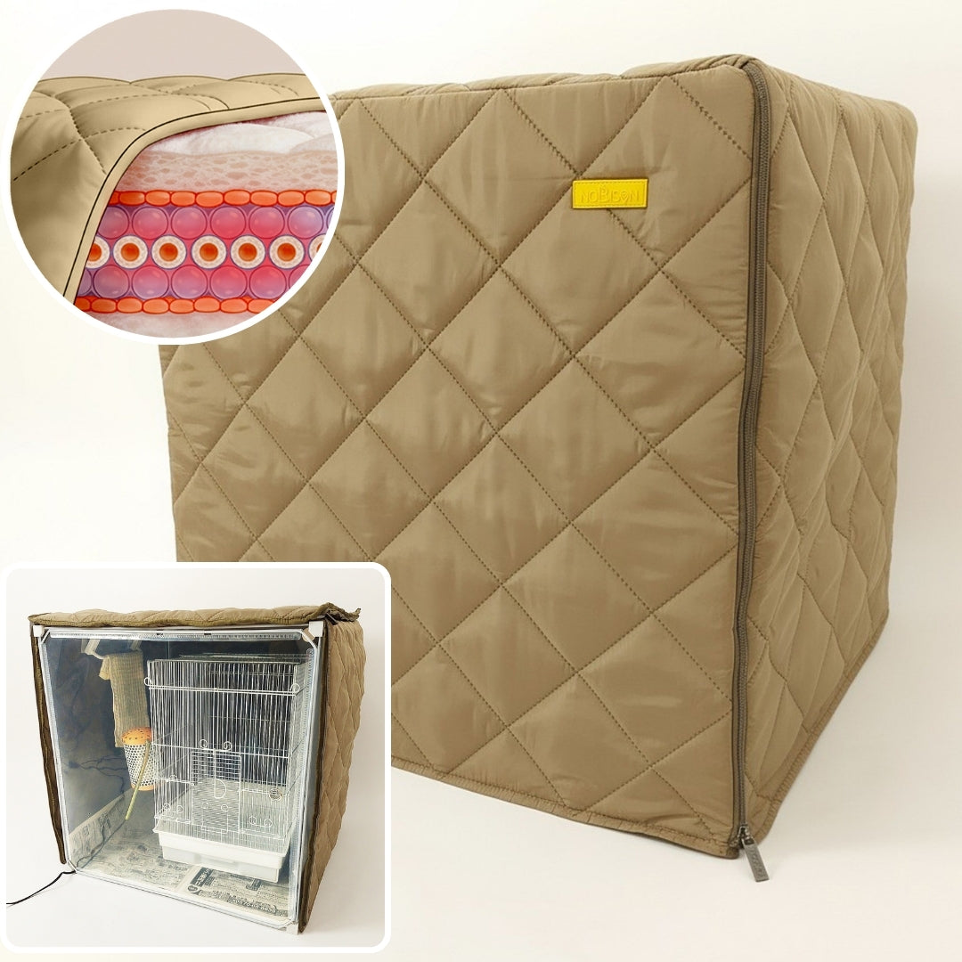 【1,300円のやけど防止用品付き】最先端素材の断熱インコケージカバー,電気代を超節約「NOBISONテックダウン」(鳥ケージカバー、鳥ケージケース) 小サイズ