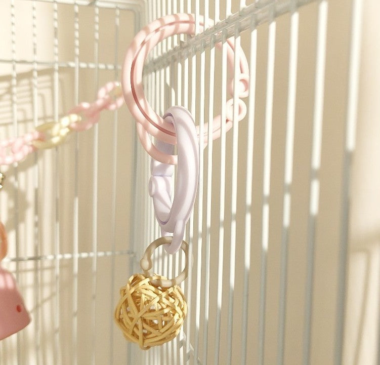 【再使用OK・コスパ最強】ステンレス&無毒性素材・100均価格で何度も手作りOK・人気鳥おもちゃ「瞬間差し込みリングSET」(セキセイインコおもちゃ)