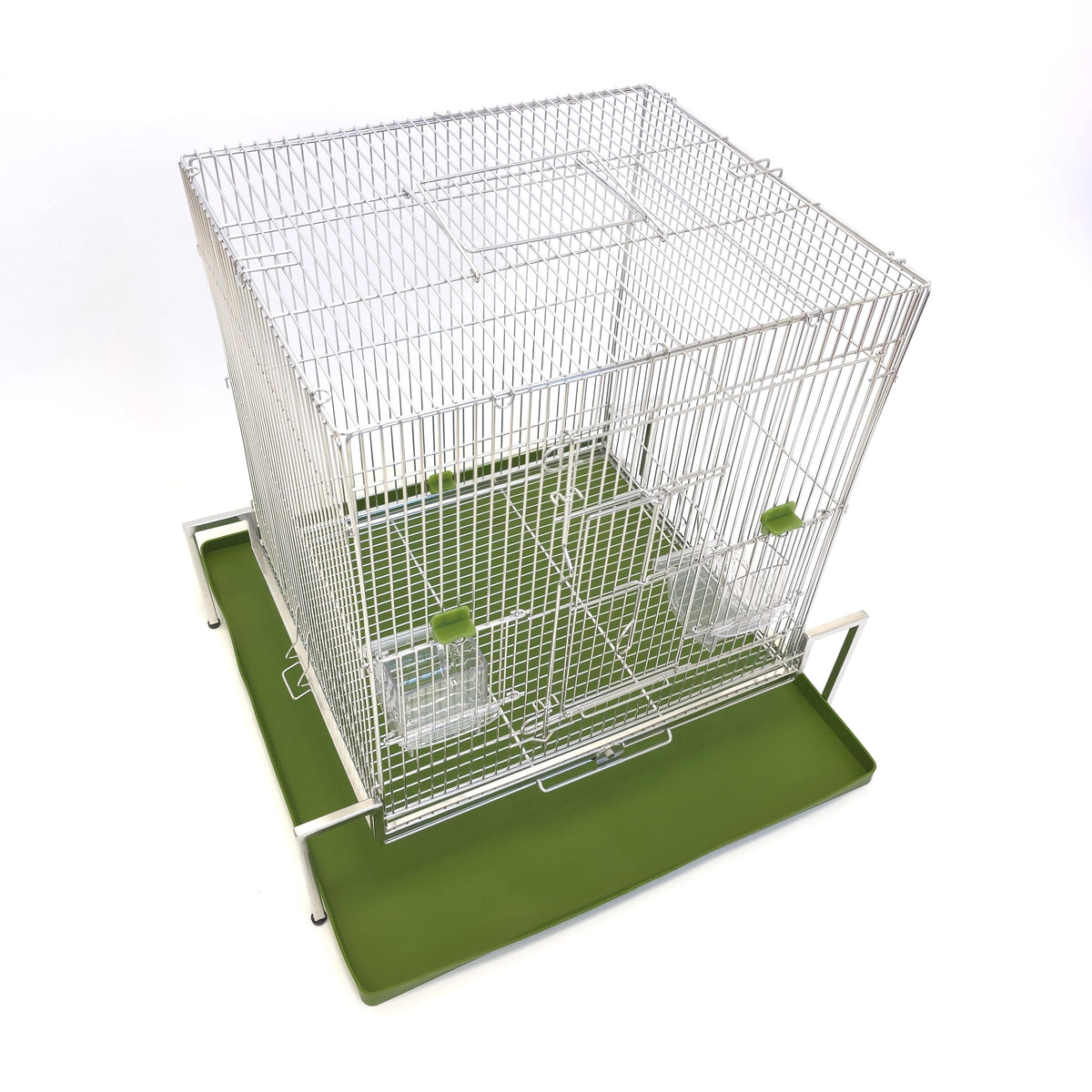 送料無料【日本初】トレー洗い不要！ステンレス製インコケージ「サッポイ」 本体幅45cm／土台幅59cm、文鳥用にも使える鳥かご