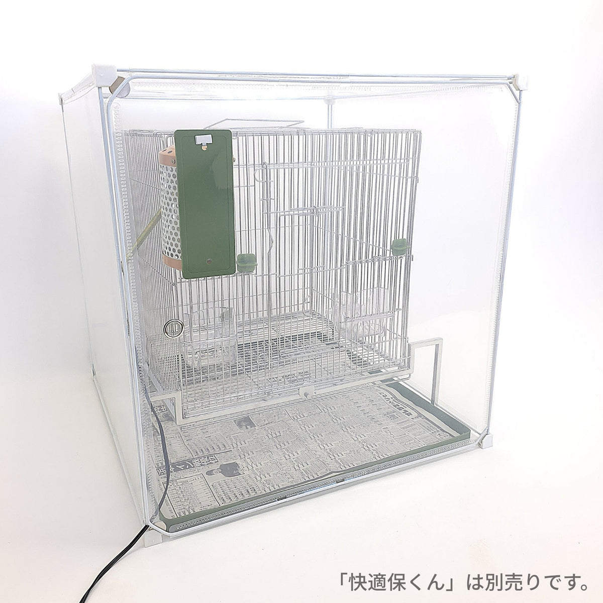 送料無料【日本初】トレー洗い不要！ステンレス製インコケージ「サッポイ」 本体幅45cm／土台幅59cm、文鳥用にも使える鳥かご