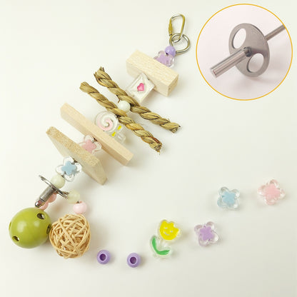 【再使用OK・コスパ最強】ステンレス＆無毒性素材・100均価格で何度も手作りOK・人気鳥おもちゃ「瞬間差し込みバーSET」(セキセイインコもOK)