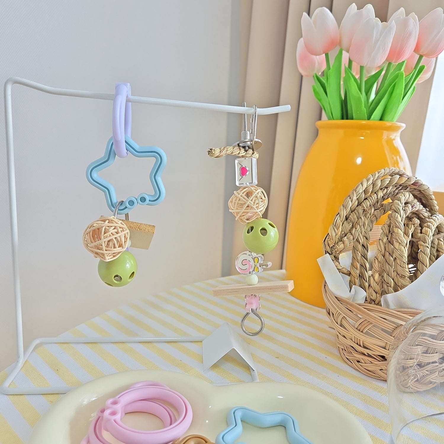 「ワンコイン」超簡単に作れるセキセイインコおもちゃBセット,高品質の鳥おもちゃ,無農薬,無着色,防腐剤無し